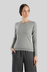 Roll neckline pure cashmere sweater in grey colour