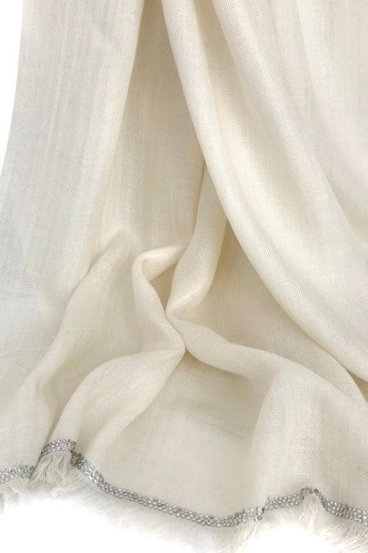 Silk Cashmere - Ivory Crystal scarf