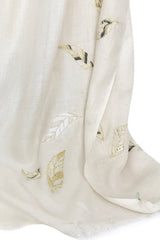 Silk Cashmere - Ivory Leaf Sequined Scarf