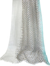 Grey Turquoise Hue Cashmere Scarf