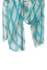 Turquoise Abstract Linen Scarf