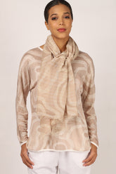 Beige-Abstract-Silk-Linen-Matching-Set