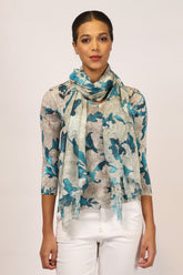 Grey Turquoise Silk Blend Matching Set