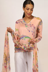 Peach Silk Cashmere Matching Set