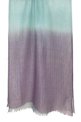 Turquoise Lavender Ombre Silk Linen Cashmere Scarf