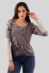 Paisley Top - Grey & Brown