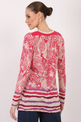 Silk Cashmere - Floral Monochrome Fuchsia Top