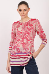 Silk Cashmere - Floral Monochrome Fuchsia Top