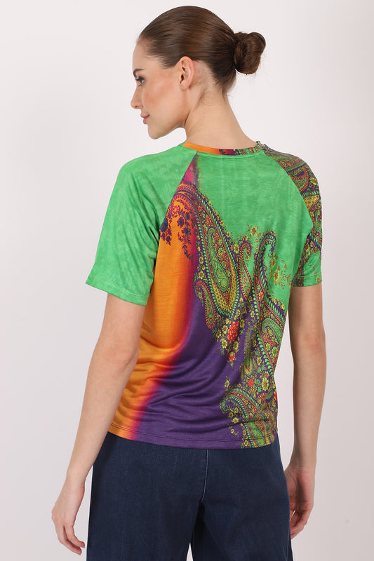 Silk - Colour Burst Paisley T Shirt