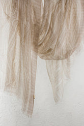 Contour lines Beige and white Silk Cashmere Scarf