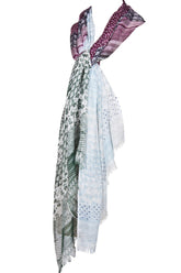 White Contemporary Silk Linen Wool Scarf