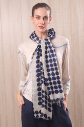 wool cashmere black & white framed polka dot scarves