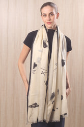 wool cashmere black & white geranium scarf