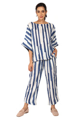 White & Blue Coastal Grandma Co-Ordinated set