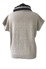 Ivory & Navy Short Sleeved Pullover