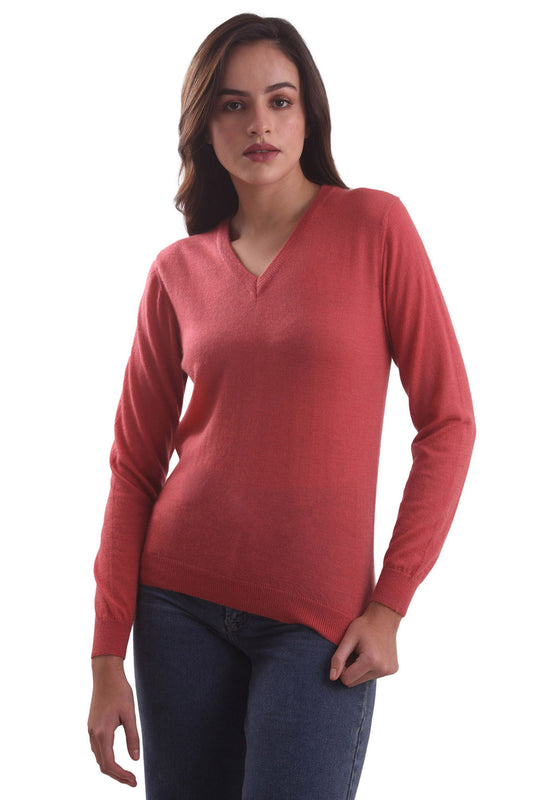 Coral V-Neck Sweater