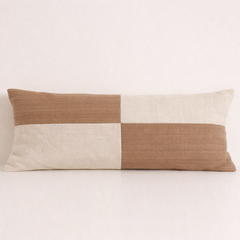 Ivory and Cognac Linen Wool Cushion -Henry