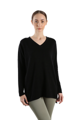 V neck Pure Cashmere Sweater - Black