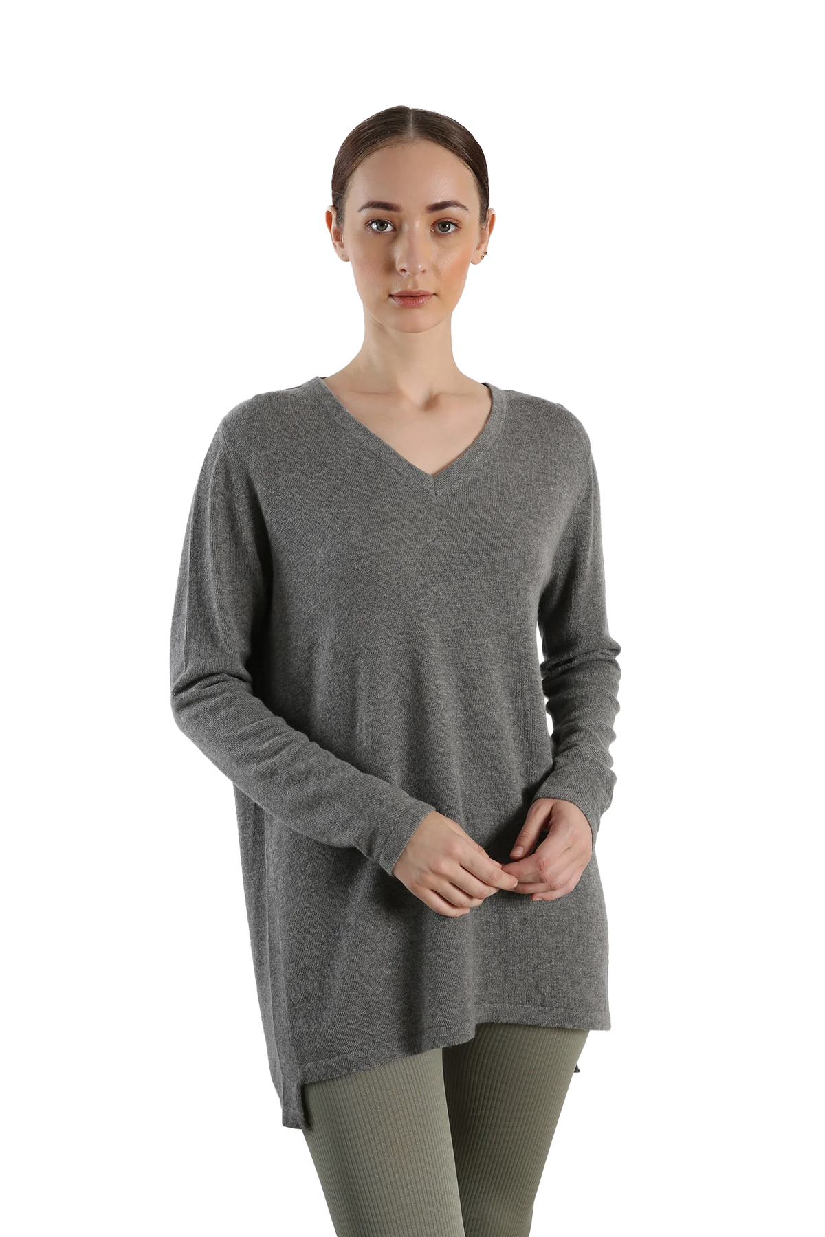 Grey V-neck Cashmere sweater