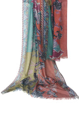Silk Wool Cashmere Crepe - Colour burst scarf