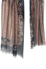 Silk Cashmere - Geometry in floral Scarf