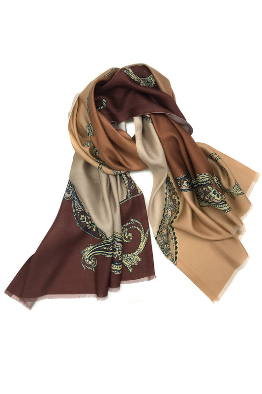 Brown Silk Paisely Scarf
