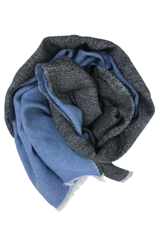 Powder Blue & Grey Modal Silk Wool Cashmere Men Scarf