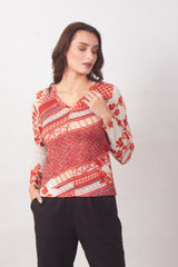 Tones of Red Round-neck Top