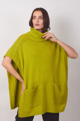 Lime Green Silk Wool Poncho