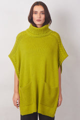 Lime Green Silk Wool Poncho