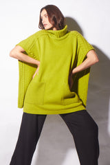 Lime Green Silk Wool Poncho