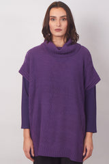 Purple Turtle Neck Tunic-Fit Sweater