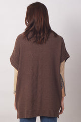 Brown Turtle Neck Tunic-fit Sweater