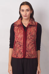 Batik in Red & Golden Cotton Jacket