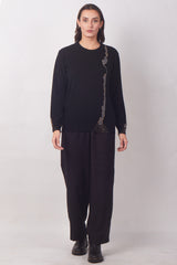 Black Pure-Cashmere Embroided Sweater