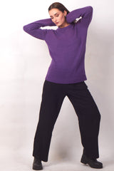 Solid Purple Silk Wool Cashmere Sweater