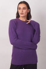 Solid Purple Silk Wool Cashmere Sweater