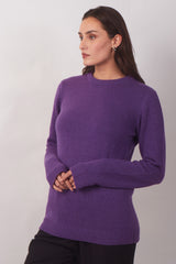 Solid Purple Silk Wool Cashmere Sweater