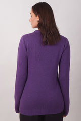 Solid Purple Silk Wool Cashmere Sweater