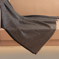 Midnight & Ivory Cashmere Herringbone Throw : Arthur