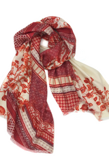 Tones of Red - Indonesian Batik Silk Wool Scarf