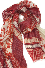 Tones of Red - Indonesian Batik Silk Wool Scarf