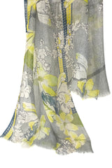 Silk Linen Wool - Geometry of Florals scarf