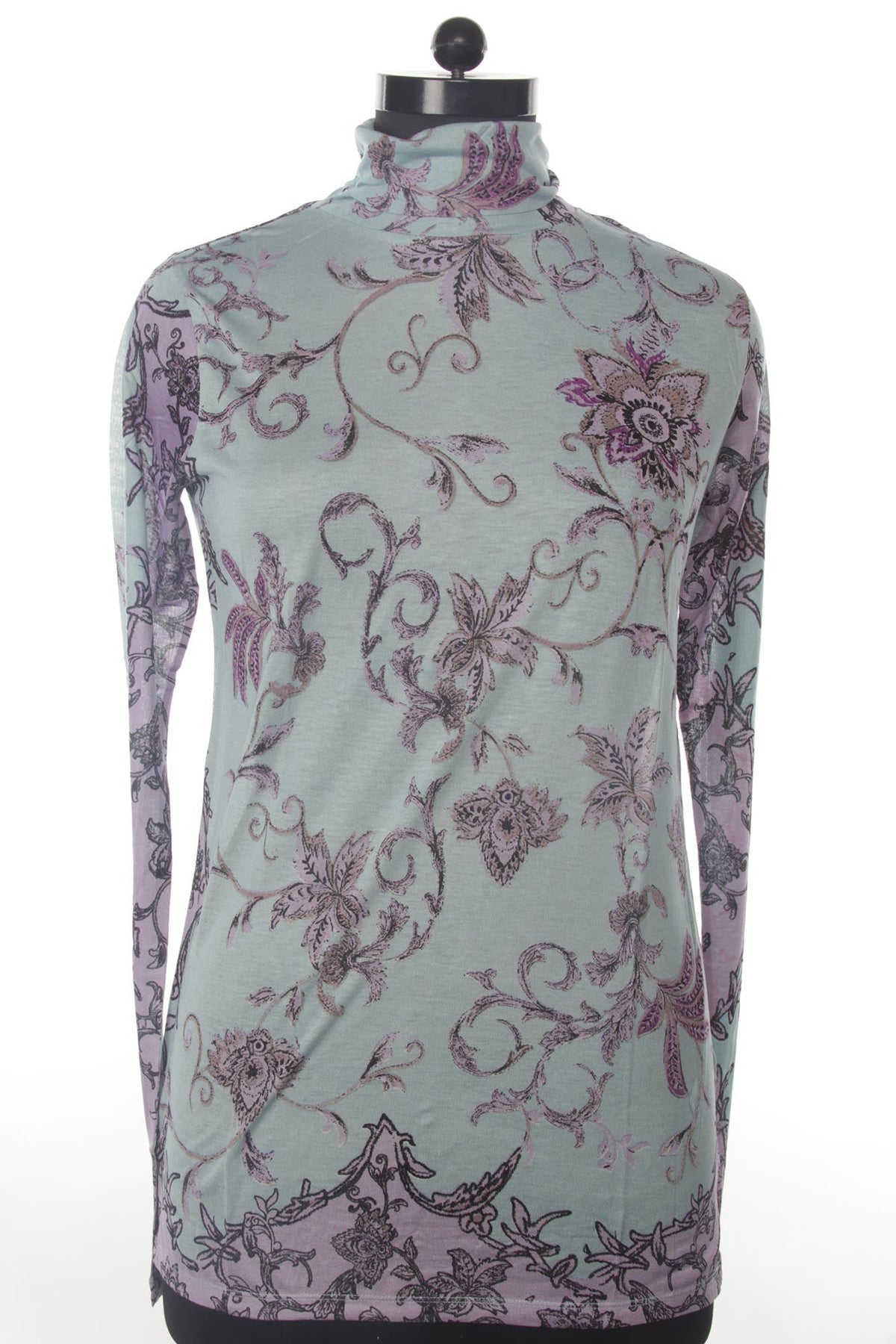 Blue & Lavender Floral Silk Sweater