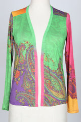 Green Paisely  Silk Cardigan