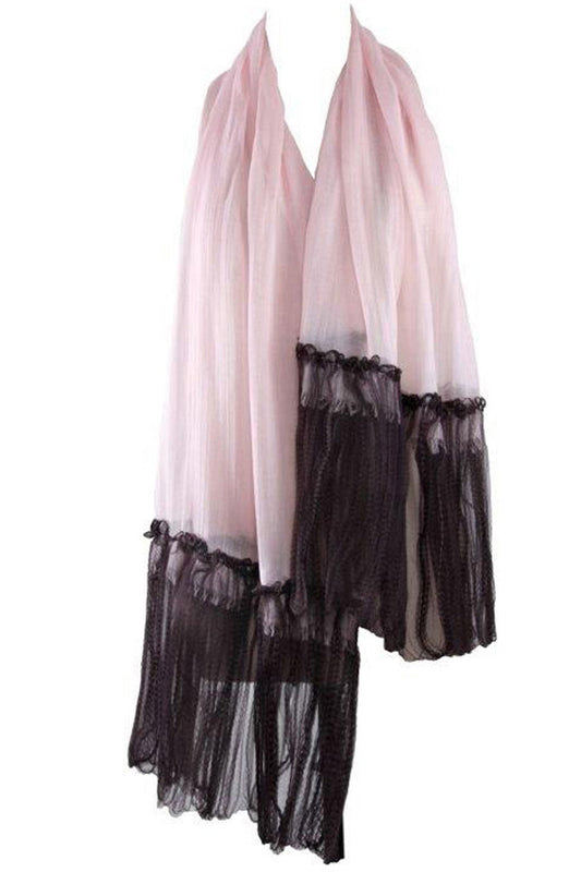 Pink & Black Silk Cashmere Contemporary Scarf