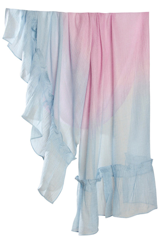 Pink & Powder Blue Contemporary Silk Cashmere Scarf