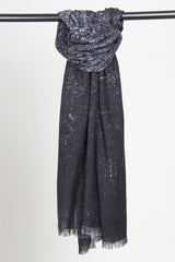 Black Silk Wool Cashmere Gauze Scarf