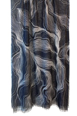 silk cashmere black & white contour lines scarves