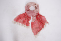 Shaded Striper Pink & Red Silk Cashmere Scarf